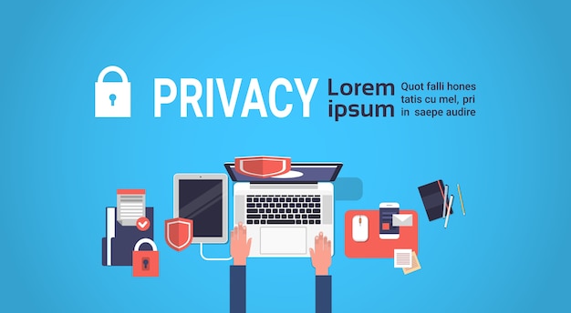 Hand laptor gdpr isometric data privacy