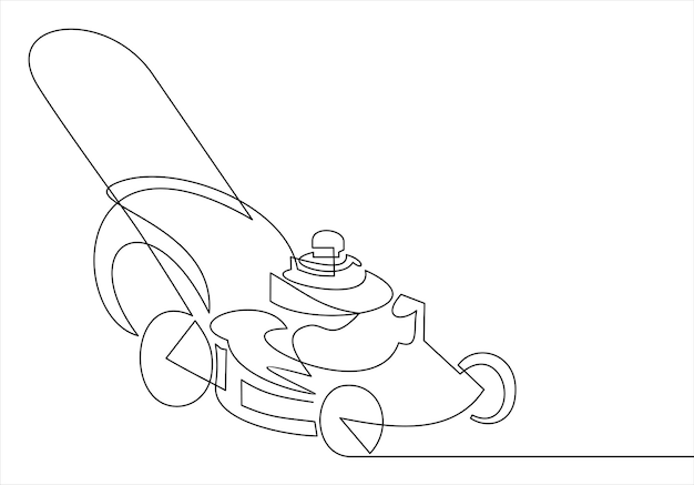 hand lawn mower gardening thin line.Continuous one line drawing.