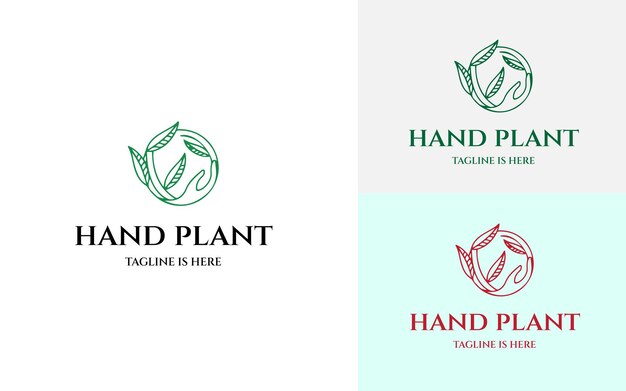 hand leaf logo design