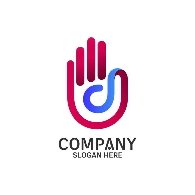 Hand and letter d logo design