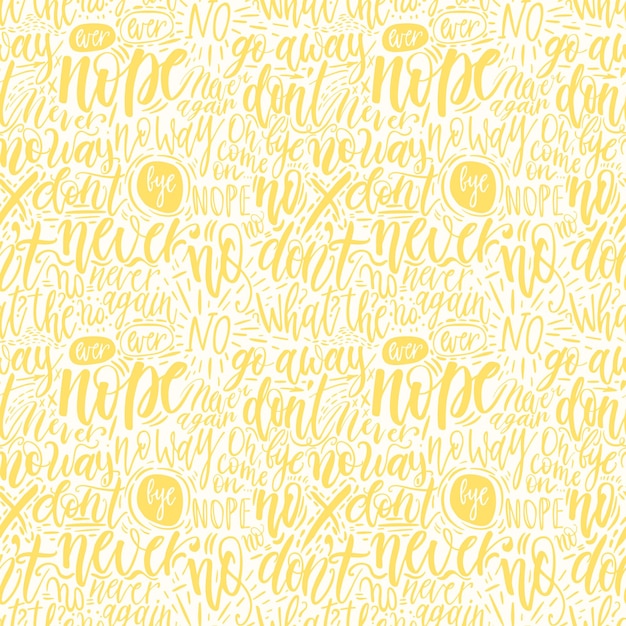 Hand lettering doodle seamless pattern with words of protest