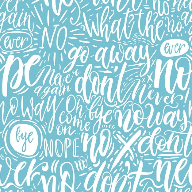 Hand lettering doodle seamless pattern with words of protest