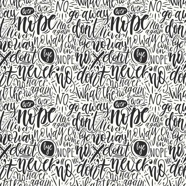 Vector hand lettering doodle seamless pattern with words of protest