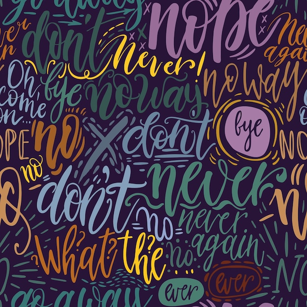 Vector hand lettering doodle seamless pattern with words of protest