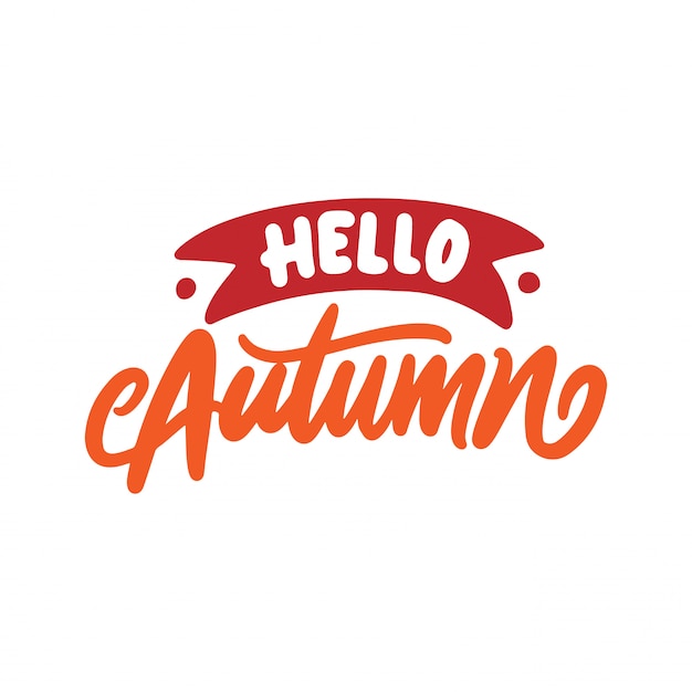 Vector hand lettering, hello autumn