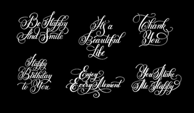 Vector hand lettering inscription set motivation and inspiration quotes calligraphy collection