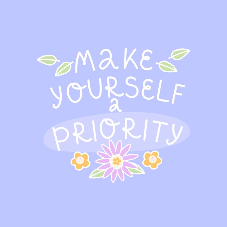 Vector 손 글자 make yourself a priority vector 영감을 주는 긍정적 인 인용문 배너 포스터 티셔츠 또는 인쇄물에 대한 문장