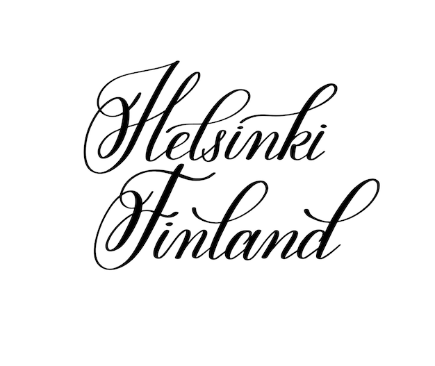 엽서 여행 포스터에 대한 유럽 수도 헬싱키 핀란드의 이름을 손으로 글자