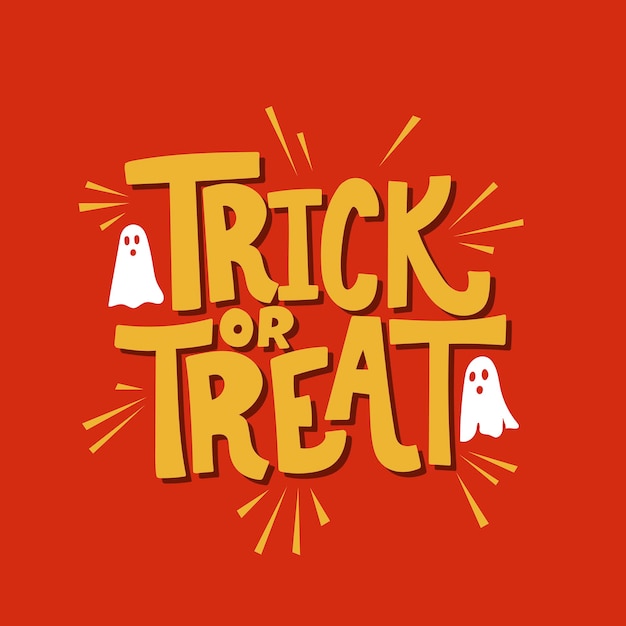 Vector hand lettering trick or treat text halloween typography