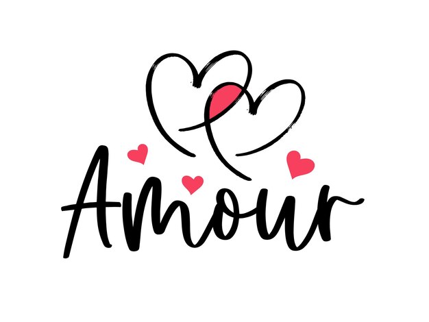 Hand lettering valentines day love amour heart typography quotes calligraphy valentine's day card