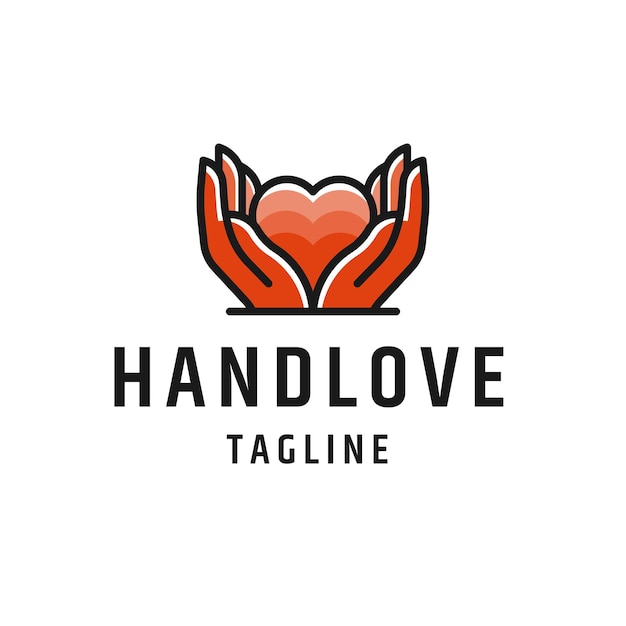Hand liefde lijn logo pictogram platte ontwerp sjabloon vector