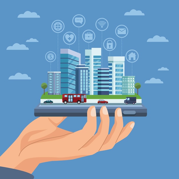 Hand lifting smart city