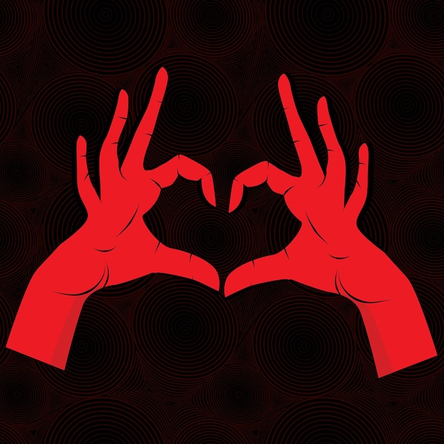 Vector hand like heart on seamless background