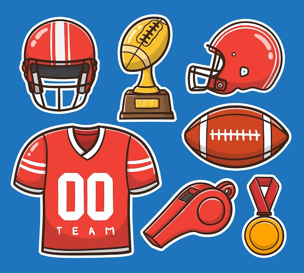 hand loting cartoon American football set bundel collectie vectorillustratie