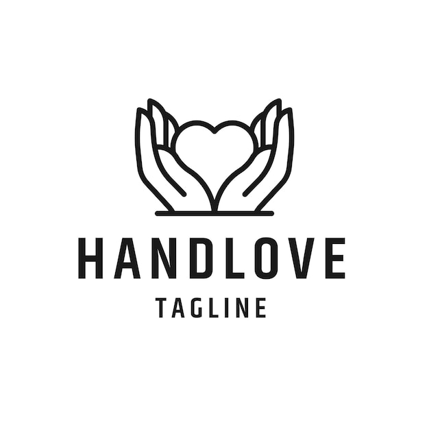 hand love line logo icon flat design template vector