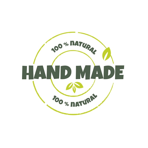 HAND MADE BIO and natural products sticker label badge and logo Ecology icon Logo template