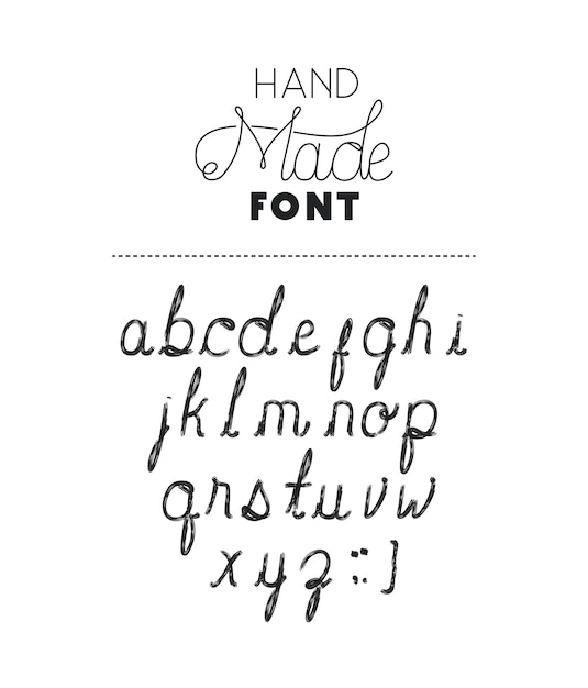 Hand made font alphabet