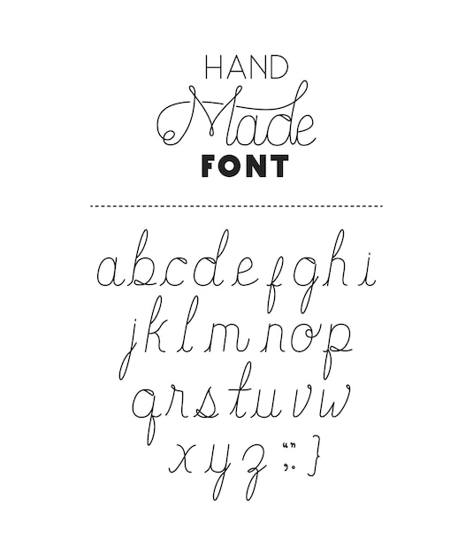 Hand made font alphabet