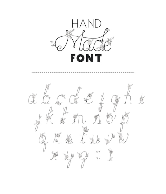 hand made font alphabet