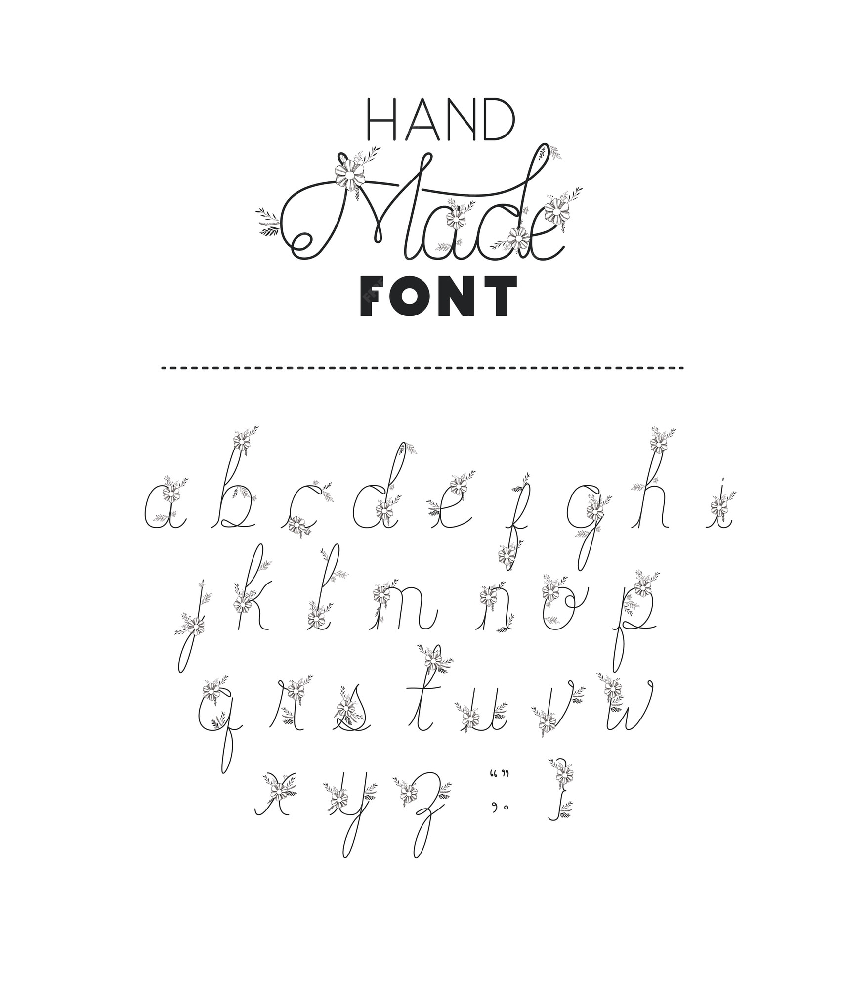 Premium Vector  Hand made font alphabet