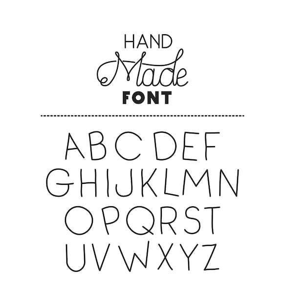 hand made font alphabet