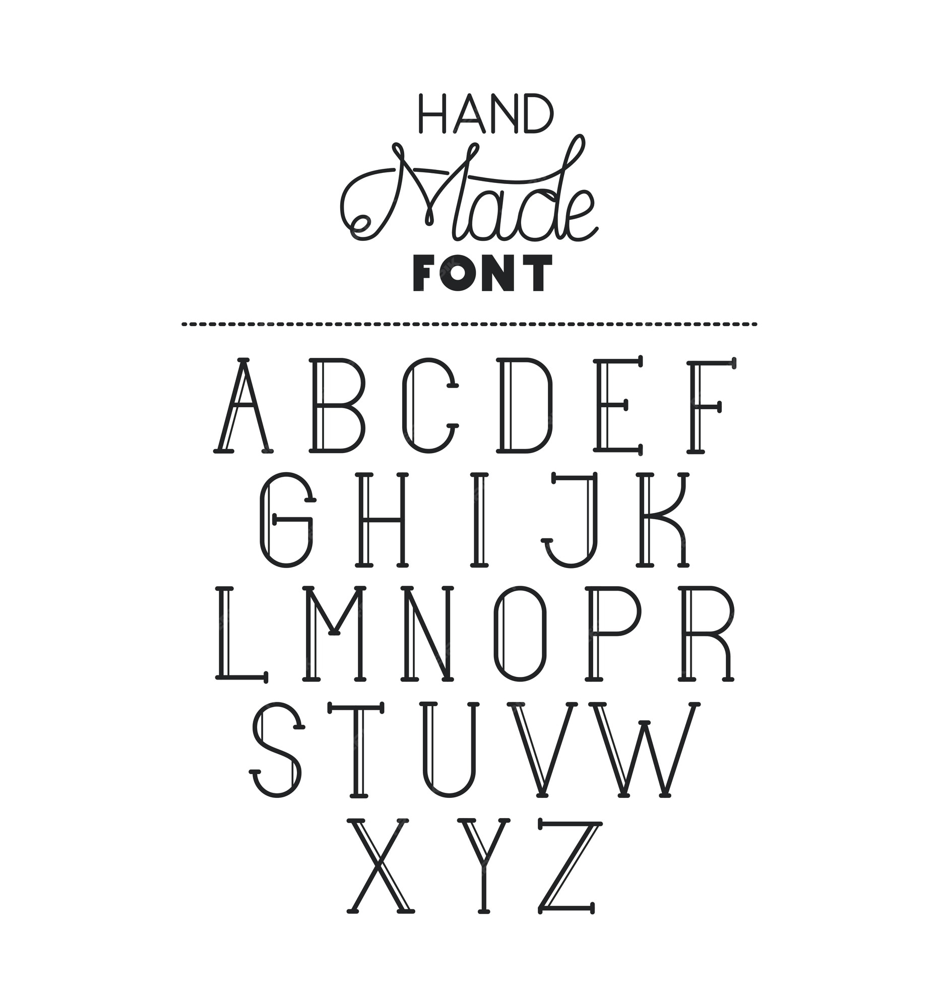 Premium Vector  Hand made font alphabet