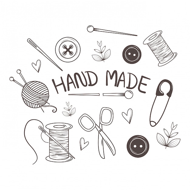 Hand made sewing set icons