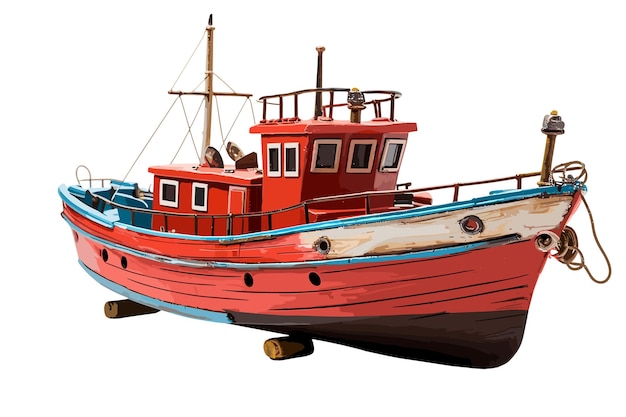 Hand Made Wooden Model Boat vector and illustration