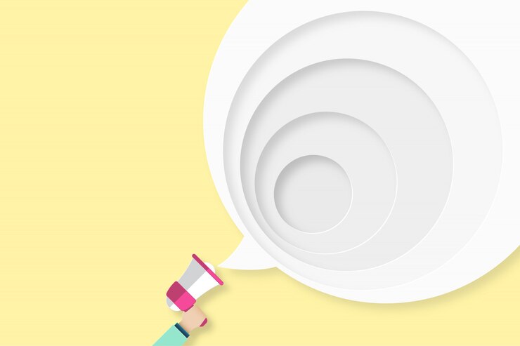 Vector hand and megaphone on circle paper