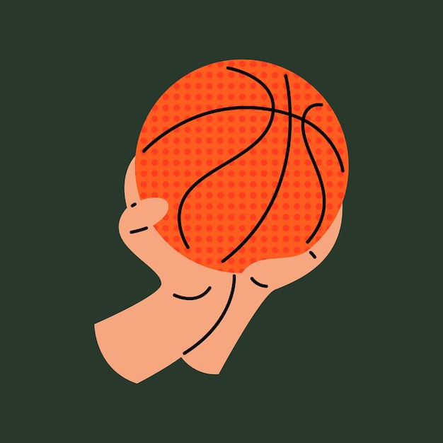 Hand met basketbal platte vectorillustratie