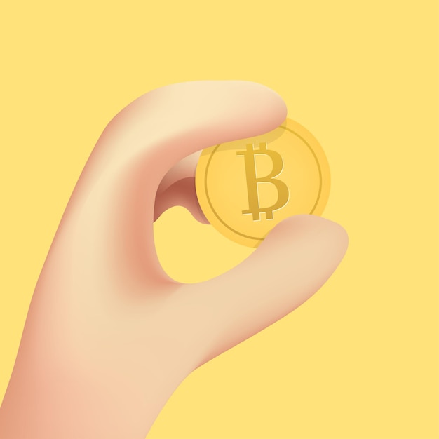 Hand met Bitcoin. Bitcoin en crypto valuta concept.