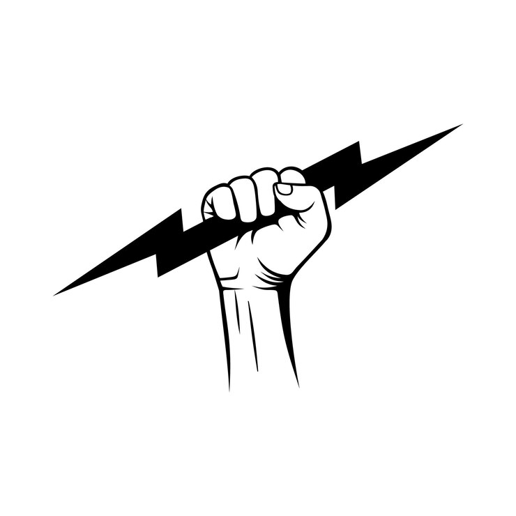 Vector hand met donder-logo