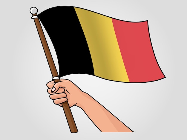 Hand met golvende Belgische nationale vlag vectorillustratie