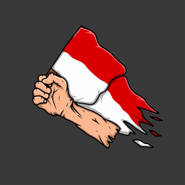 hand met indonesië vlag rood witte onafhankelijkheidsdag illustratie