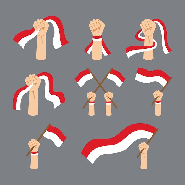 hand met indonesische vlag illustratie