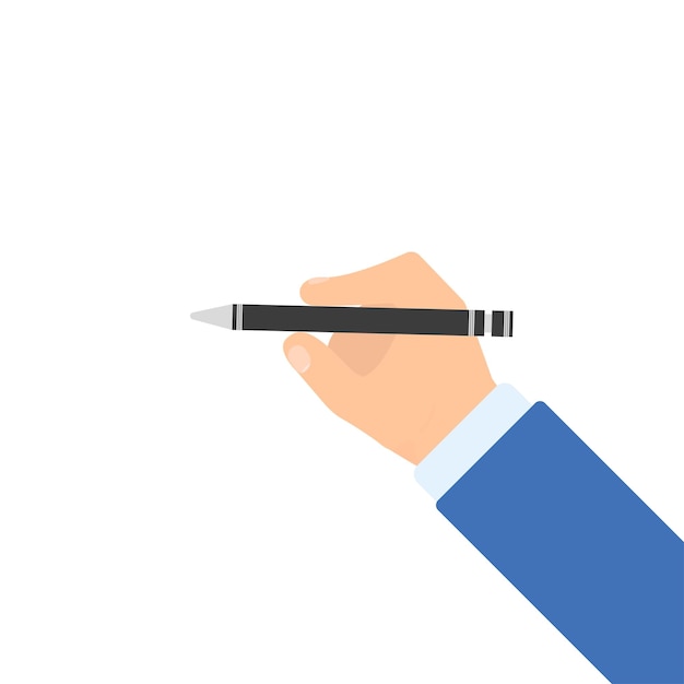 Hand met pen op witte achtergrond Vector geïsoleerd concept illustratie