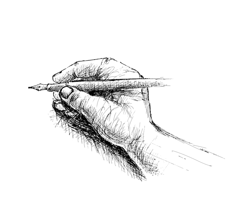 Vector hand met potloodschets geïsoleerd op een witte achtergrond vectorillustratie