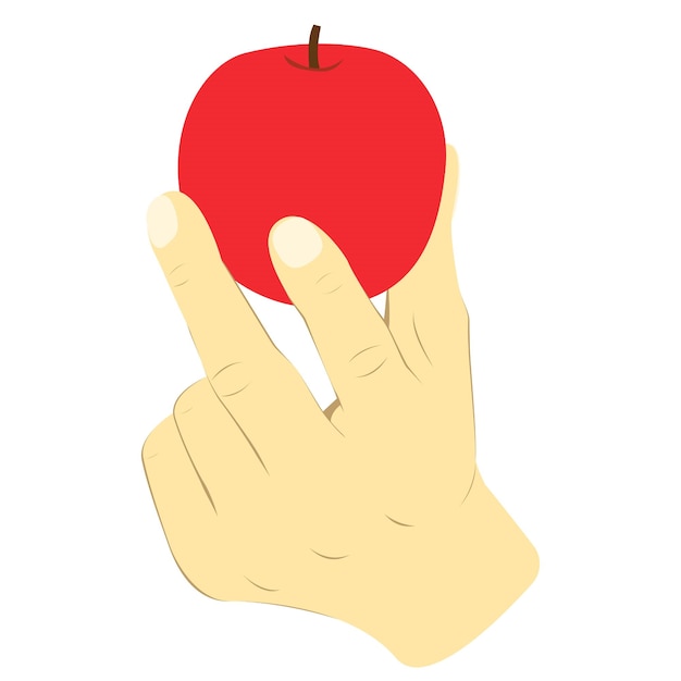 Hand met rode appel in vectorafbeelding