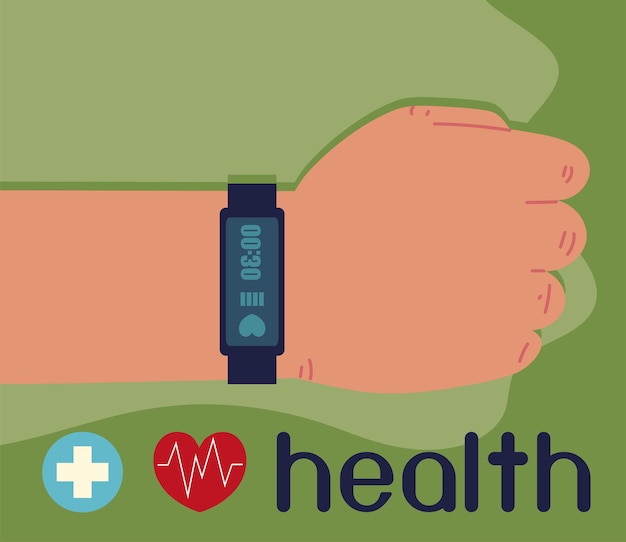 Hand met smartband gezondheid