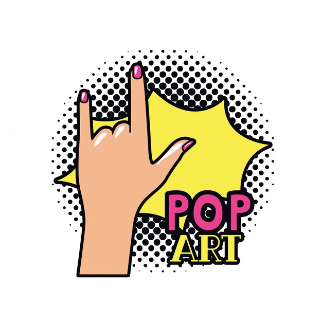 Hand met teken rock pop-art