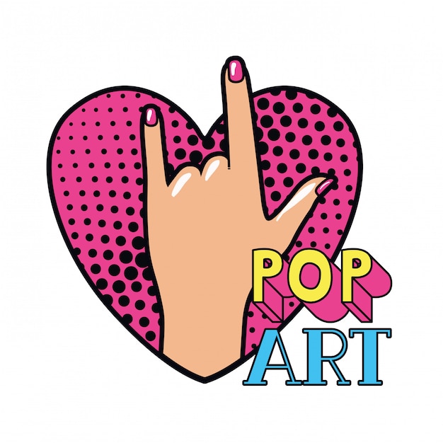 Hand met teken rock pop-art