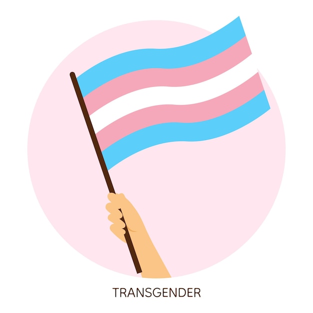 Hand met transgender trots vlag