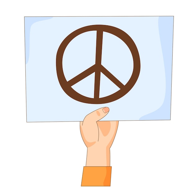 Vector hand met vredesteken op banner anti-oorlog en pacifistische beweging teken plakkaat of poster stop oorlog