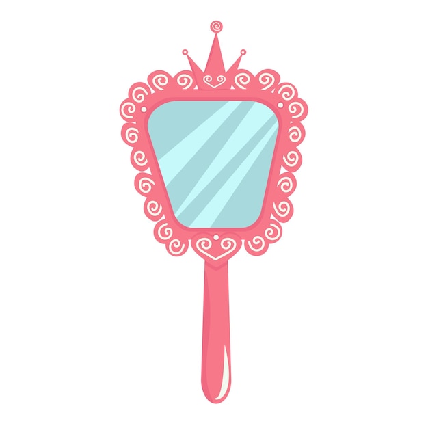 Hand mirror with crown from princess Pink vintage accessory for a little girl