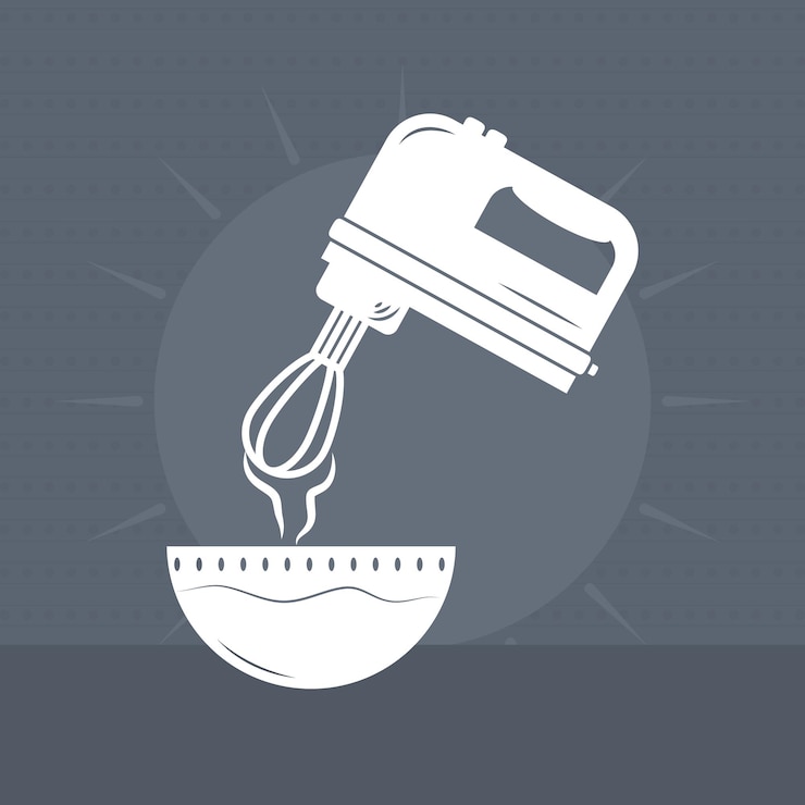 Vector hand mixer and hot bowl
