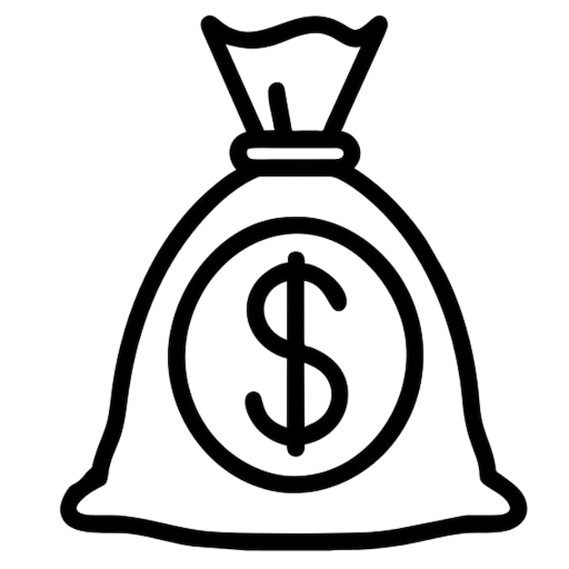 hand and money bag icon outline