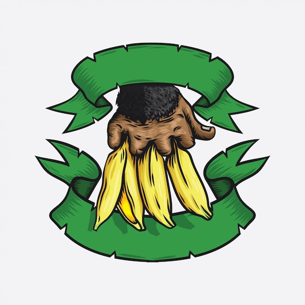 Mano del logo scimmia e banane