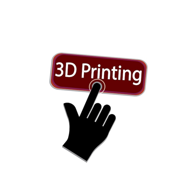 Hand Mouse Cursor Clicks the 3d printed button vector design