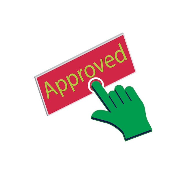 Hand Mouse Cursor Clicks the approved button vector design