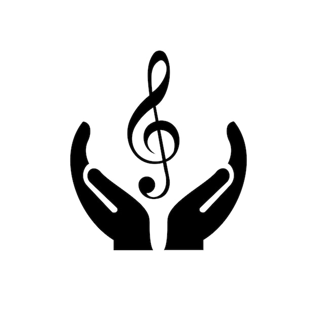Design del logo hand music logo music tune con vettore del concetto di mano design del logo hand and music